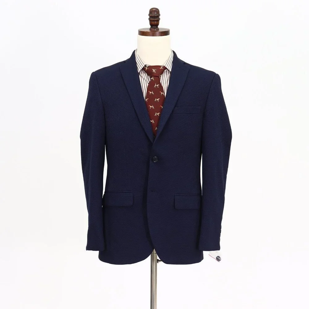 Contempo 40R Navy Solid 2-Button Sport Coat Blazer Jacket V934